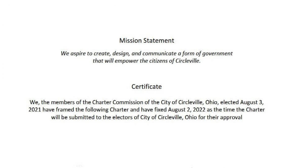 Charter Commission of the City of Circleville Mission Statement