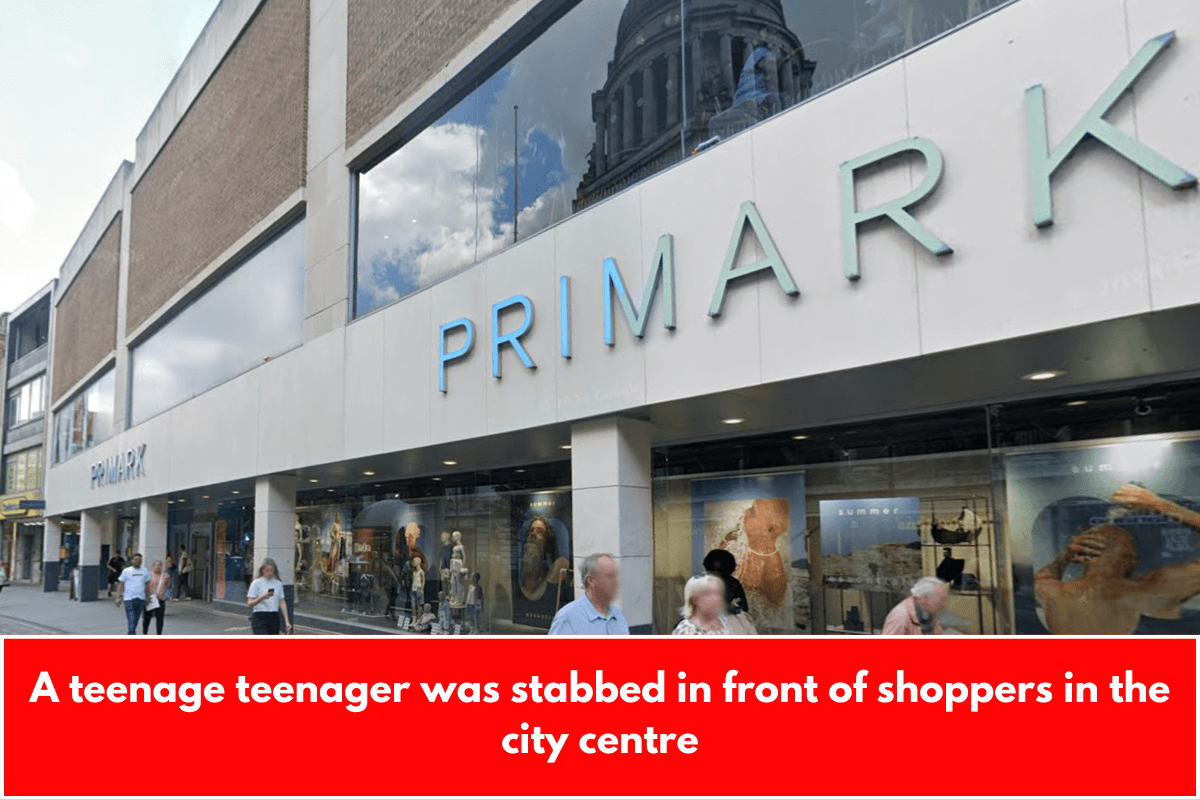 A teenage teenager was stabbed in front of shoppers in the city centre