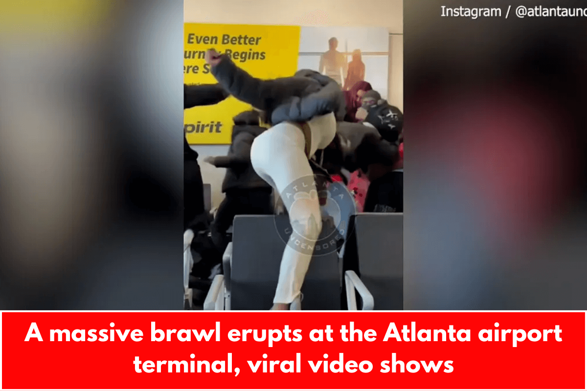 A massive brawl erupts at the Atlanta airport terminal, viral video shows