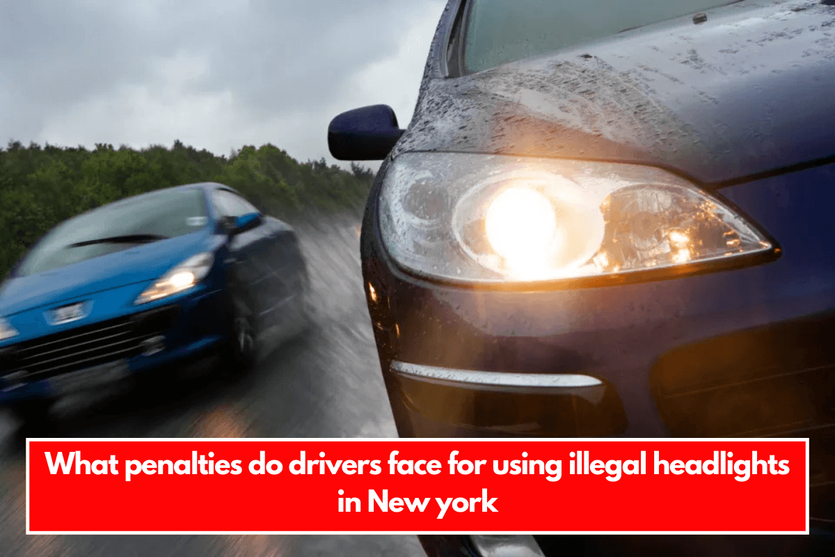 What penalties do drivers face for using illegal headlights in New york