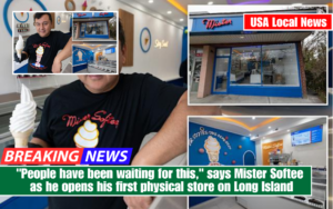 "People have been waiting for this," says Mister Softee as he opens his first physical store on Long Island