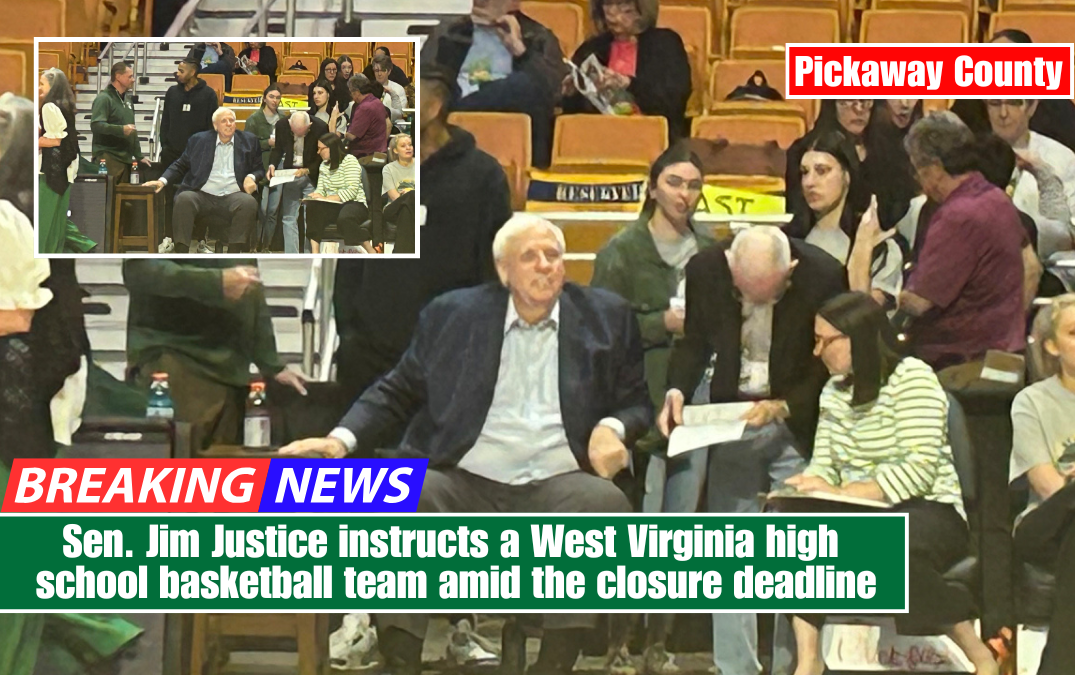 Sen. Jim Justice instructs a West Virginia high school basketball team amid the closure deadline