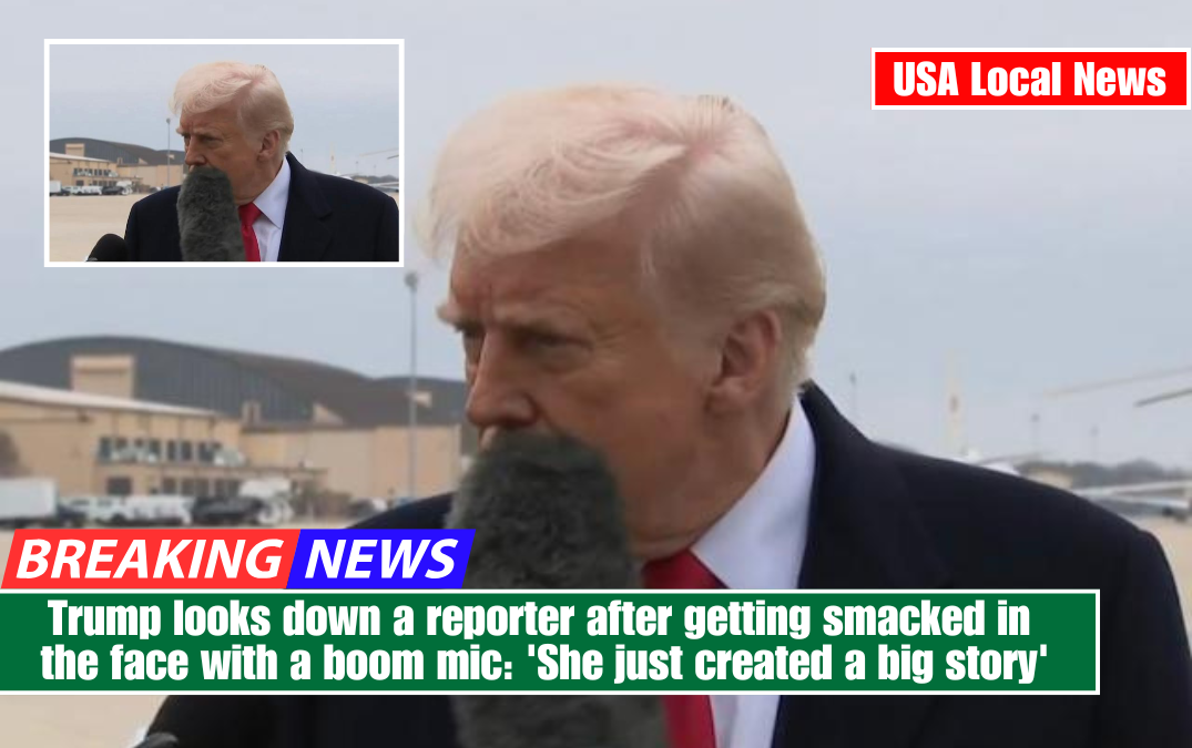 Trump looks down a reporter after getting smacked in the face with a boom mic: 'She just created a big story'